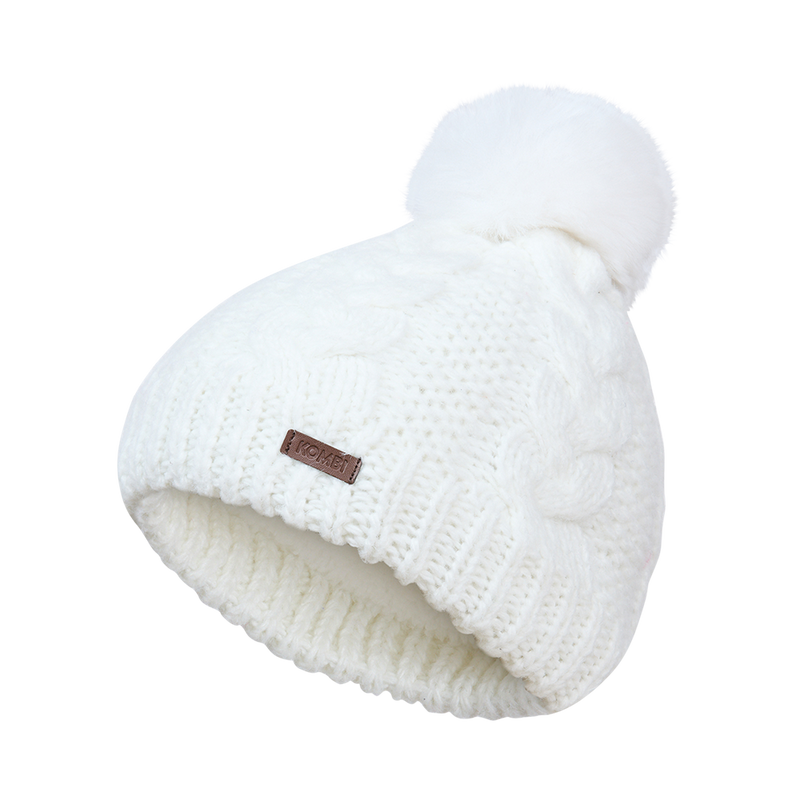 Bunny Hill Beanie – Cable Knit Fleece-Lined Hat for Juniors