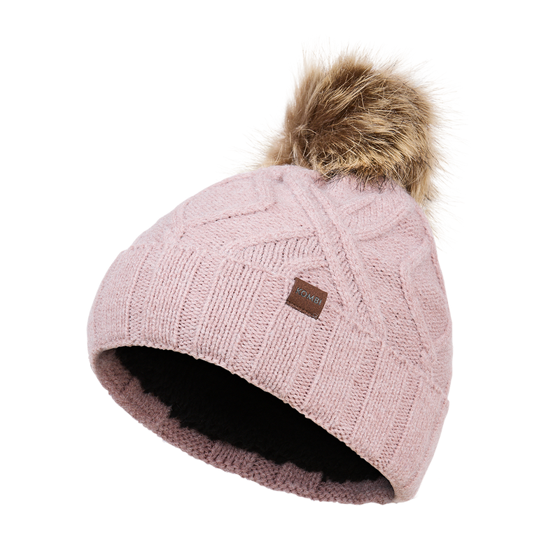 Cable Beanie – Faux Fur Pompom – Juniors